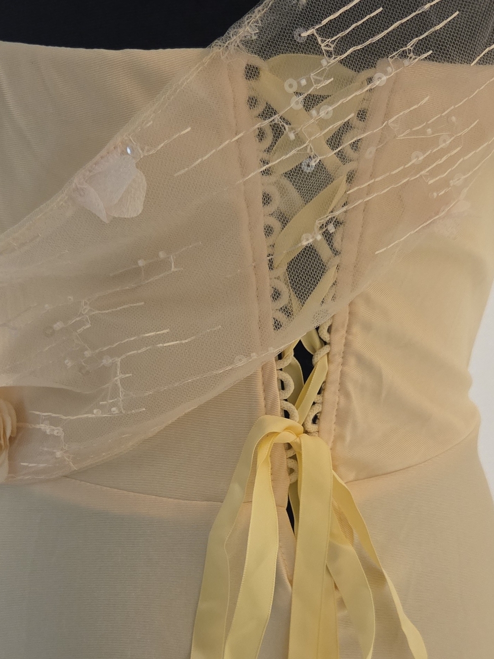 Strapless Floral-Appliqué Satin Gown - Picture 4 of 11